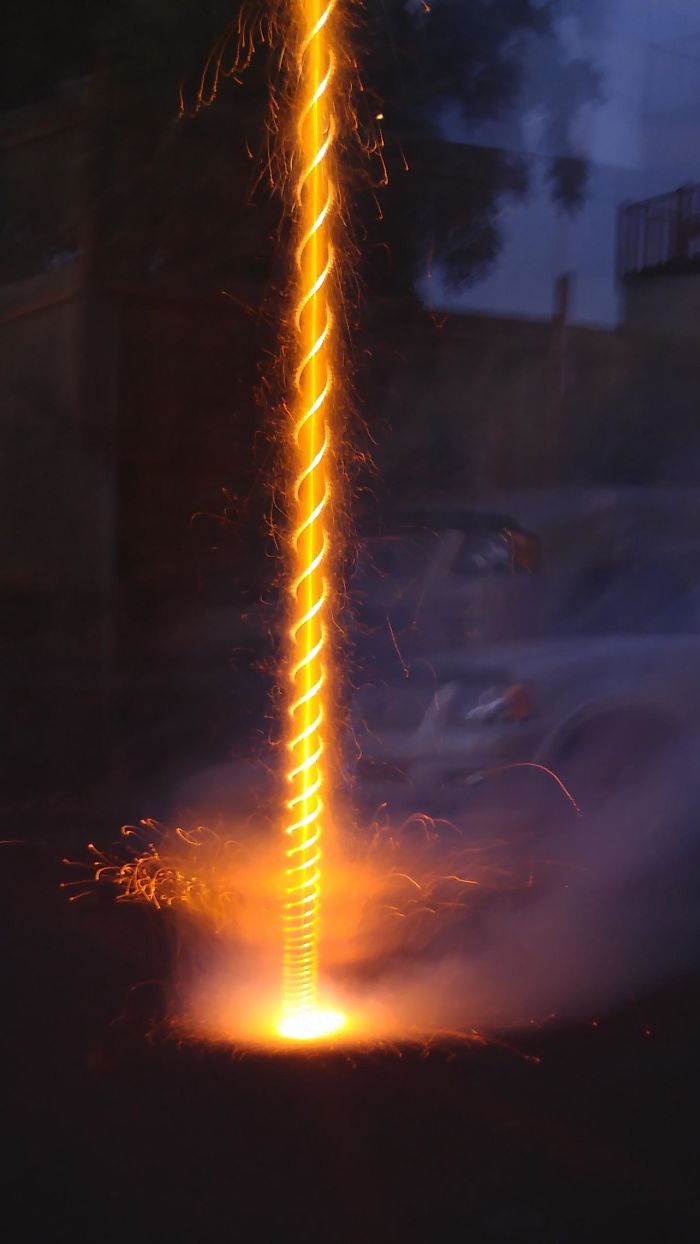 Long Exposure Of A Firework Taking Off