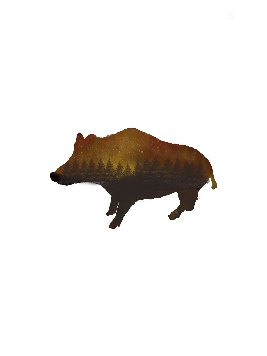 Artist Creates Enchanting Double Exposure Animals