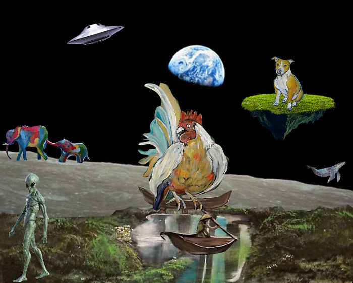 Barney The Chicken With Friends On The Moon!