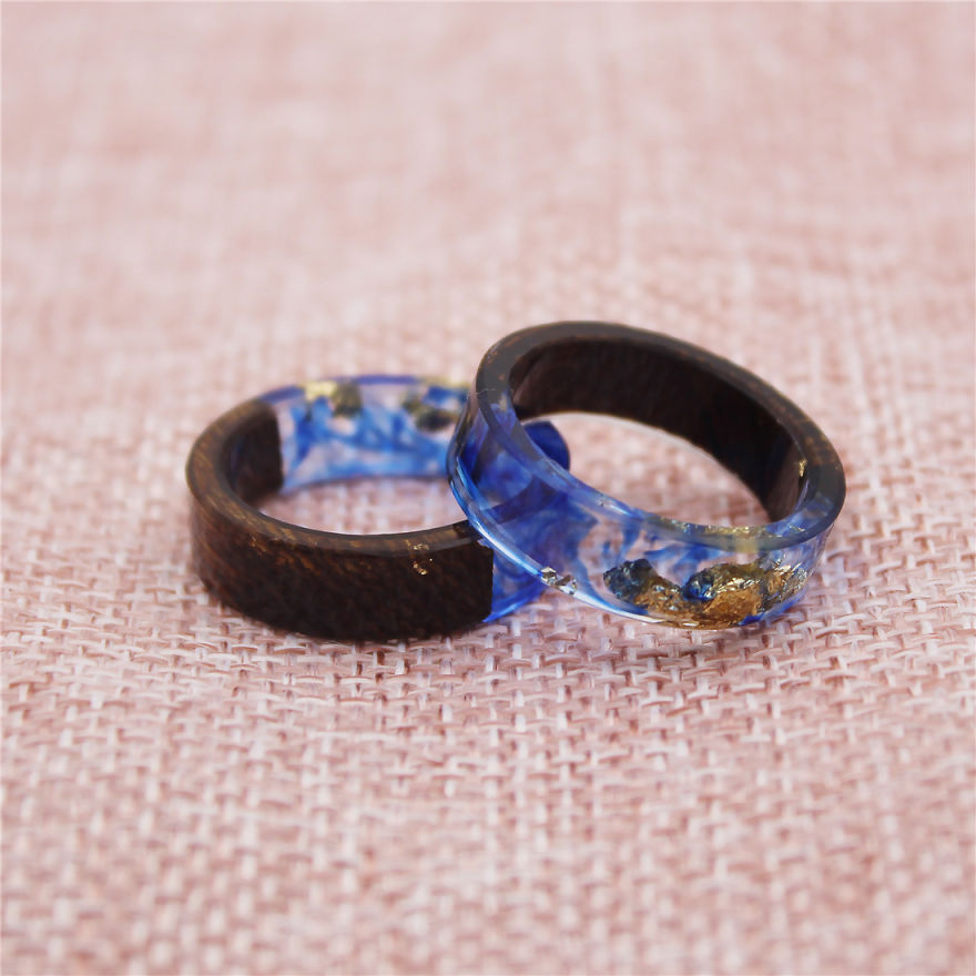 I Decorate Wood Ring With Resin Art Inspired By Landscapes And Flowers