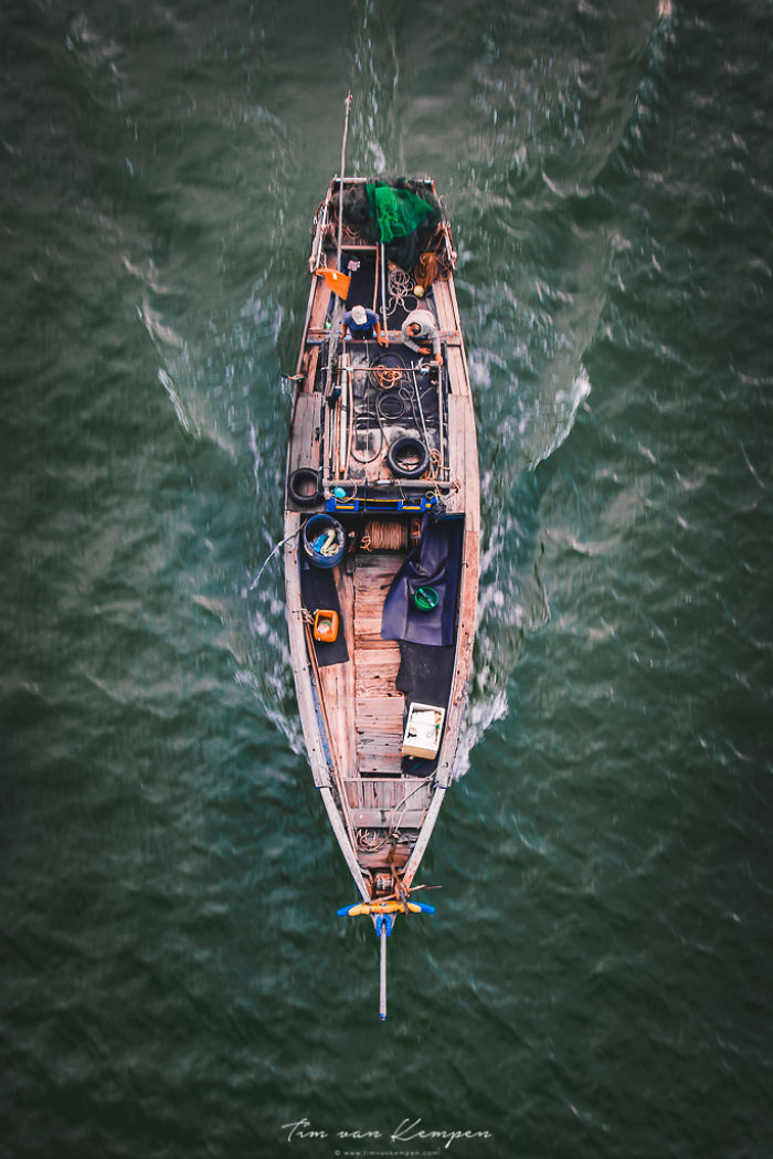 I Took Photos Of Passing Fishing Boats From A Bridge In Vietnam I Took Photos Of Passing Fishing Boats From A Bridge In Vietnam