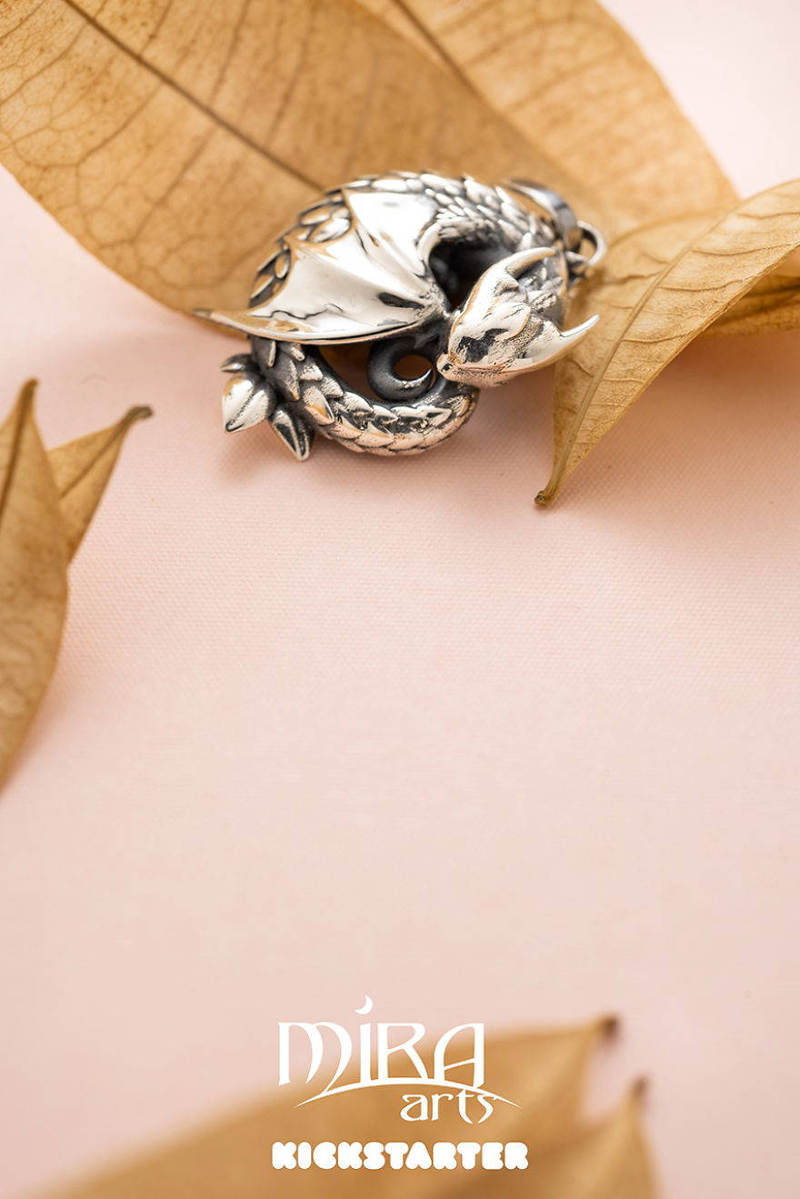 We Crafted A Sleeping Baby Dragon Pendant In 925 Sterling Silver