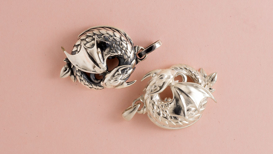 We Crafted A Sleeping Baby Dragon Pendant In 925 Sterling Silver