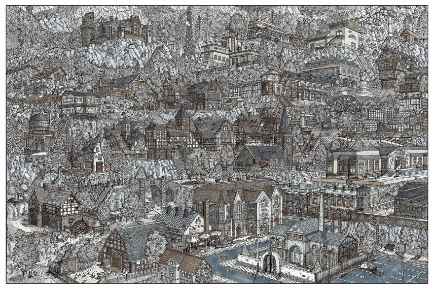 I Spent The Whole Of October Drawing A Fantasy City And Every Building Has A Story