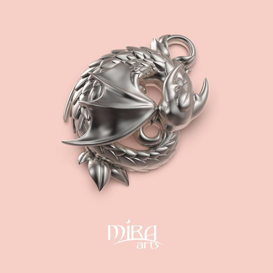 We Crafted A Sleeping Baby Dragon Pendant In 925 Sterling Silver