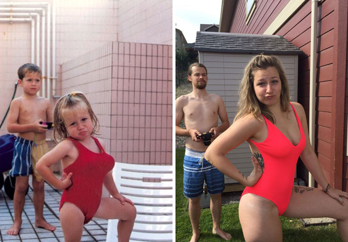 Me And My Sister 20 Years Apart. 1998 - 2018. My Parents Are Hilarious Humans