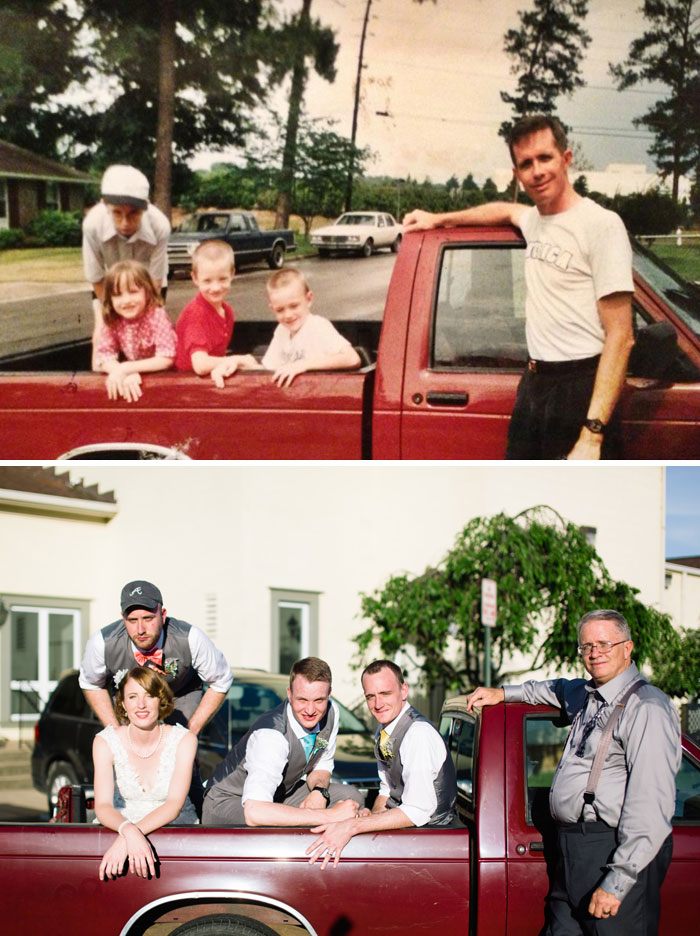 Recreation Of Bride's Childhood Family Photo At Her Wedding