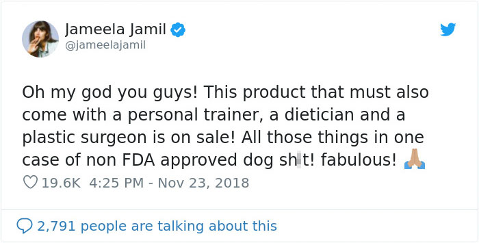 Jameela Jamil Is Calling Out Celebrities Who Push Detox Teas One By One In A Savage Way