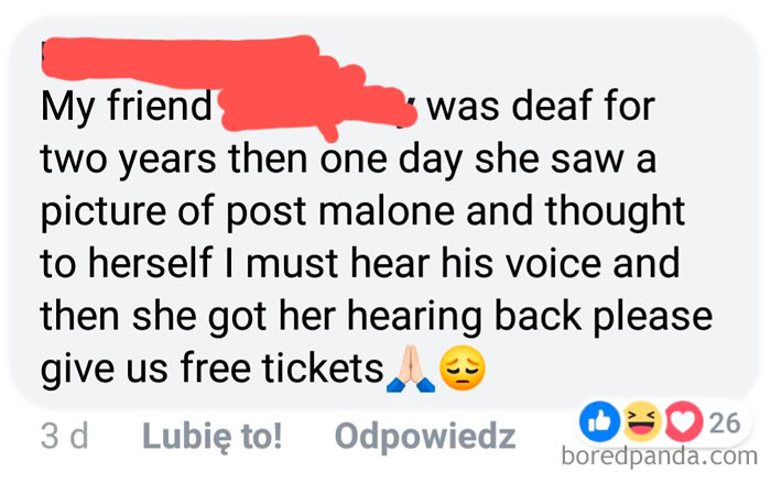 A Comment Under Post Malone Coming To Where I Live Post