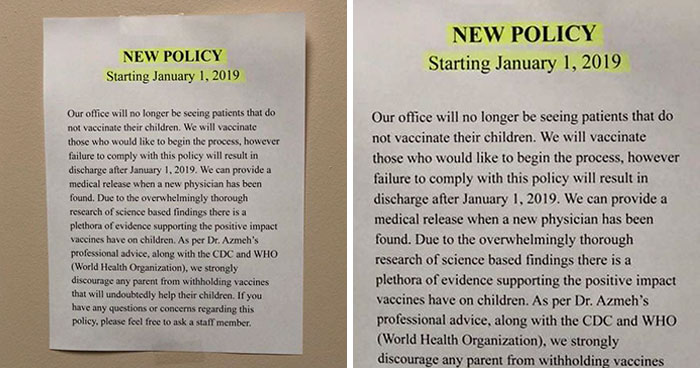 This Doctor’s Notice Explains Why They Won’t Be Accepting Patients Who Didn’t Vaccinate Their Kids