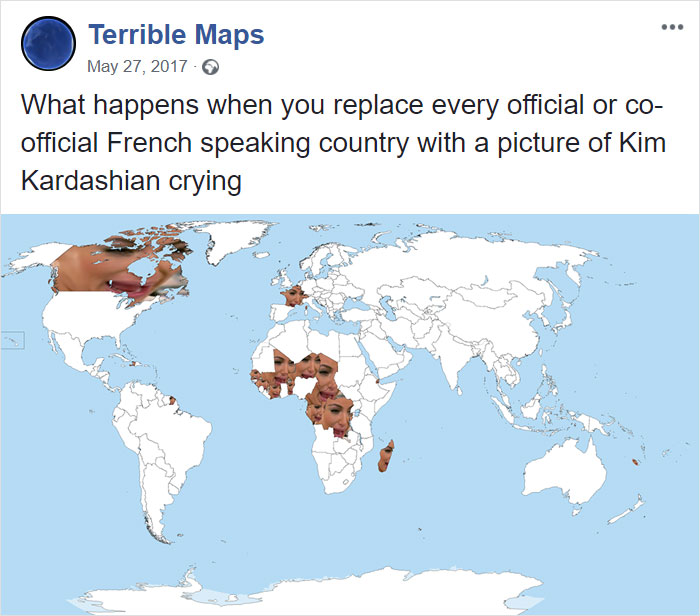 What Happens When You Replace Every Official Or Co-Official French Speaking Country With A Picture Of Kim Kardashian Crying