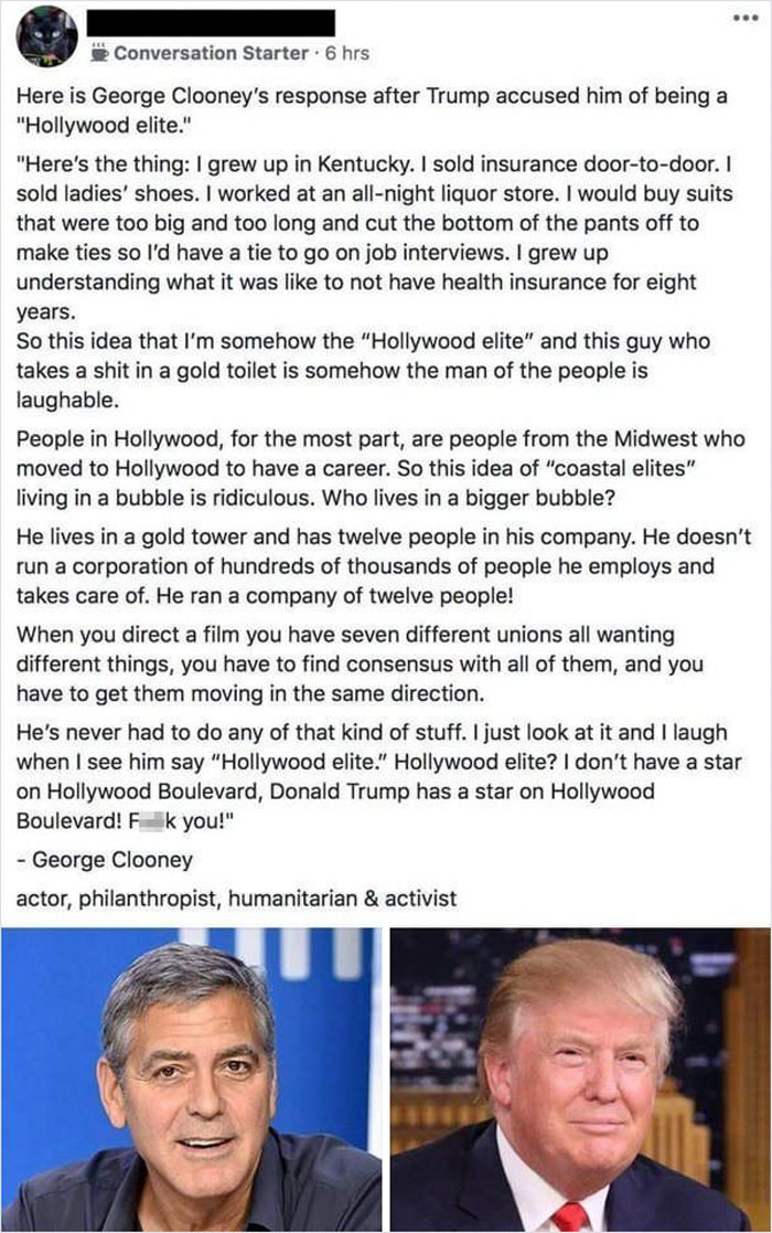 Here's How George Clooney Responded When Trump Accused Him Of Being A "Hollywood Elite"