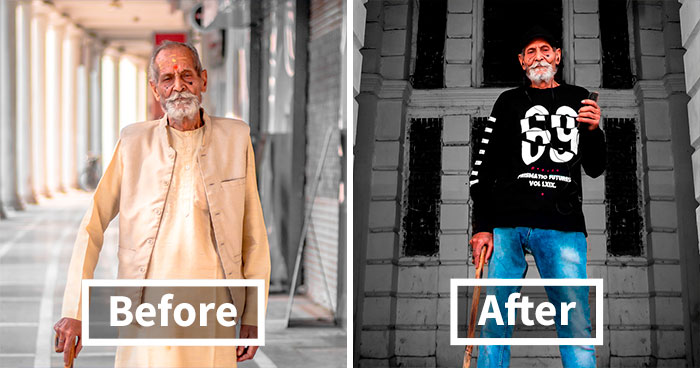 I Gave My 98-Year-Old Grandpa A Millenial Look And Then Photographed Him So His Inner Youth Could Stand Out