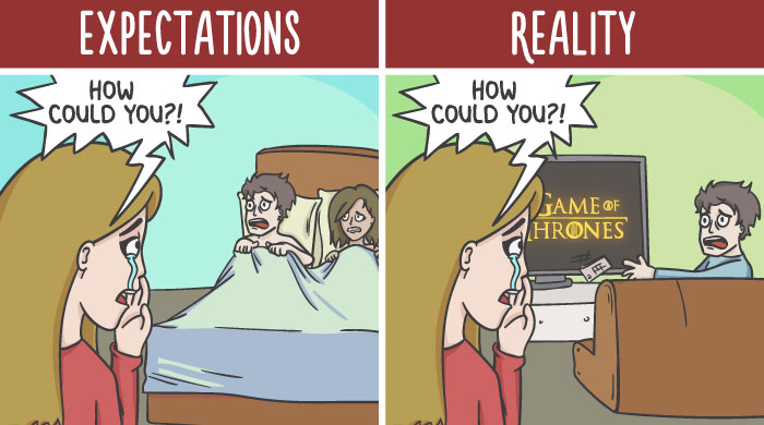 The Difference Between Relationship Expectations Vs. The Reality In 20 Illustrations
