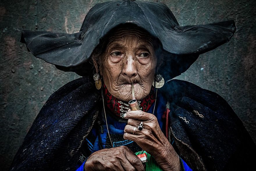 Smoking An Old Woman (Remarkable Award In Fascinating Faces And Characters Category)