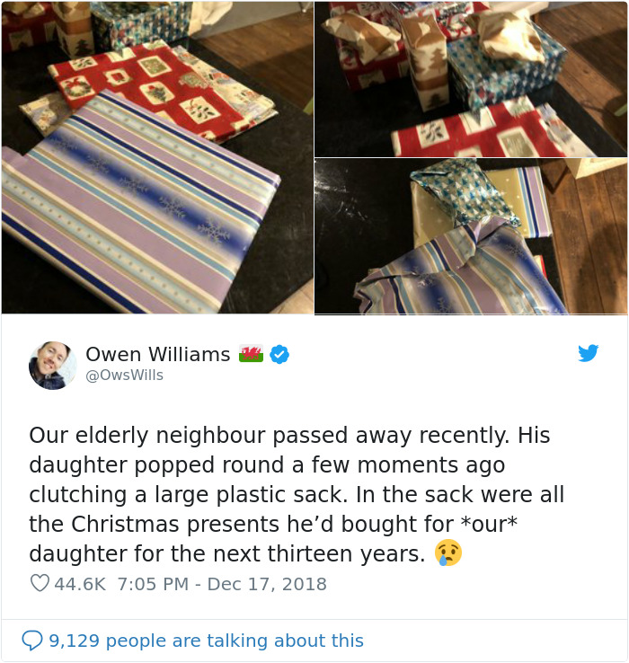 Dying Man Bought Christmas Gifts For Neighbor's 2-Year-Old That She Will Be Getting Until 2032
