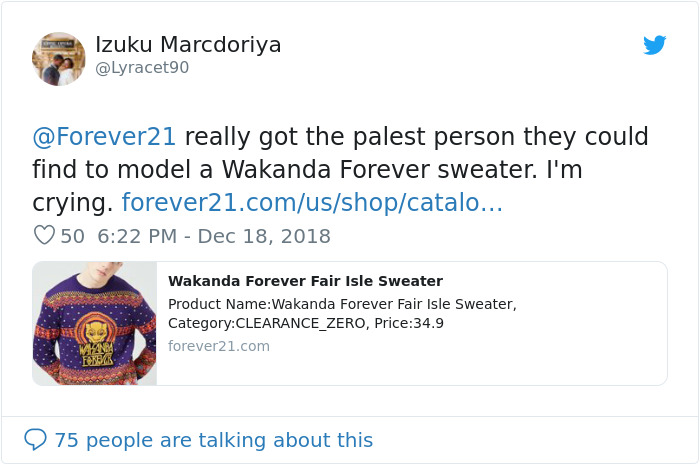 One Man Perfectly Shut Down People Who Called Forever 21 Racist Over White Model In A Wakanda Sweater