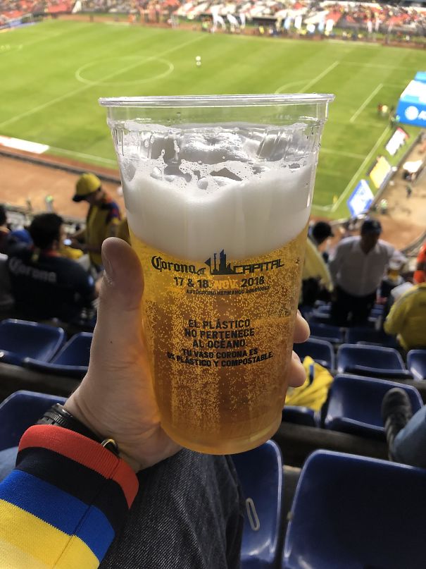 The Seemingly Plastic Cup In My Home Team’s Stadium Is Plastic Free. Made From Sugar Canes