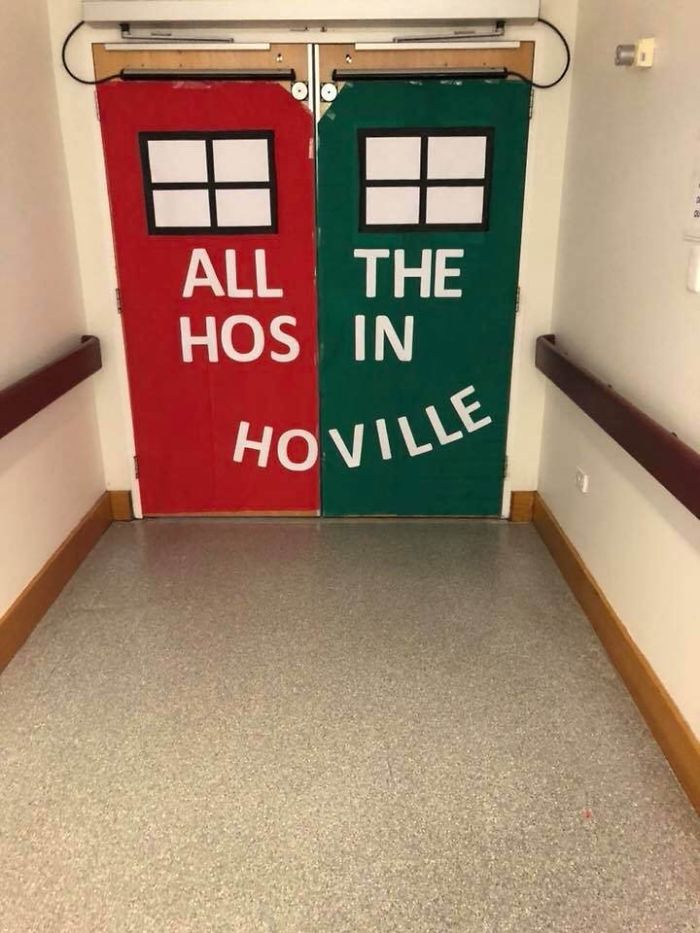 My Partners Work Is Having A Grinch Themed Christmas, It's Supposed To Say Whoville...