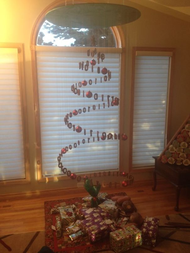 My Family Designed And Made A Gingerbread Christmas Tree. The Numbers Say "Christmas Tree" In Binary
