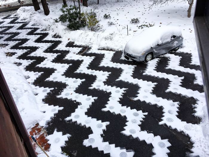 A Guy In My City Shoveled This Snow Pattern In His Driveway