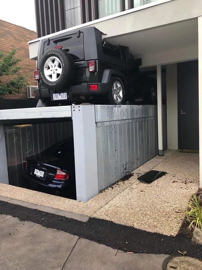 When You Want To Impress The Neighbors With Your Modern Solutions, But Then Become Known As The Guy Who Destroyed A Jeep At The Push Of A Button