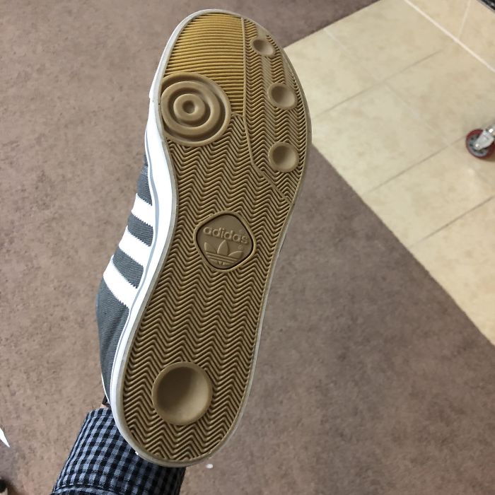 These Shoes With Suction Cups On The Bottom That Pop When I Walk On Smooth Surfaces