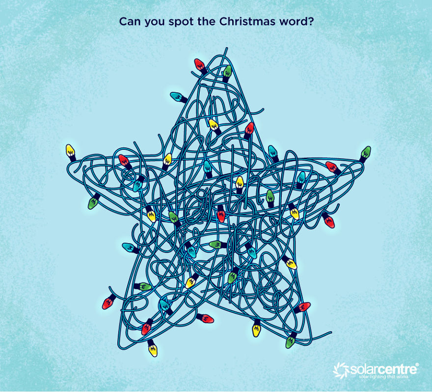 Can You Find The Hidden Words In The String Of Christmas Lights?