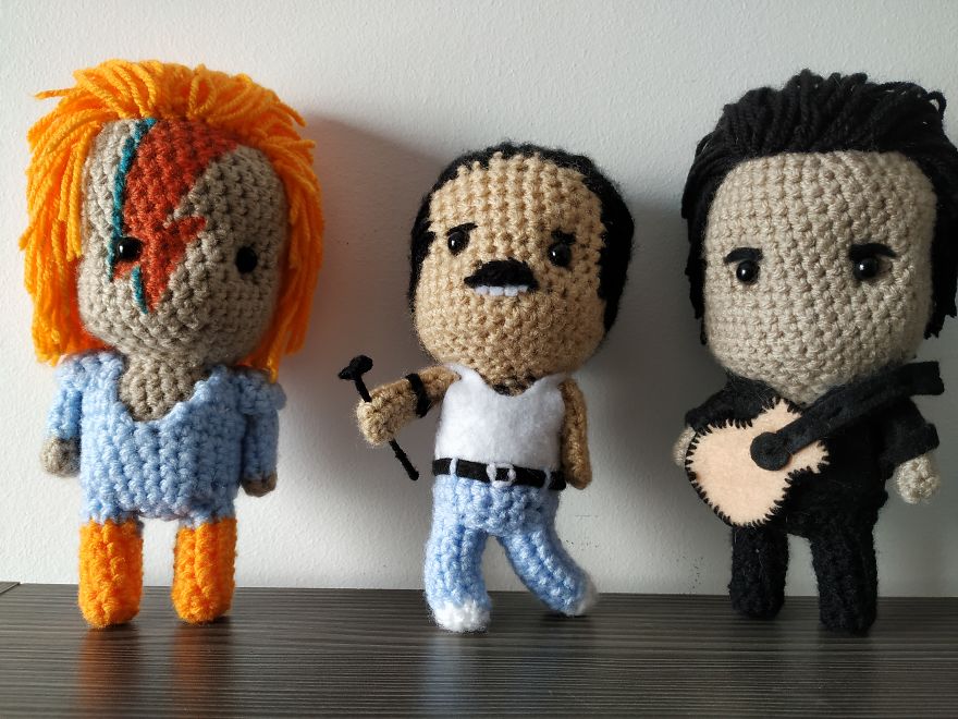 Crochet Freddie Mercury, David Bowie And Johnny Cash