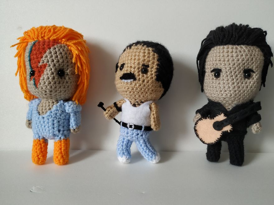 Crochet Freddie Mercury, David Bowie And Johnny Cash