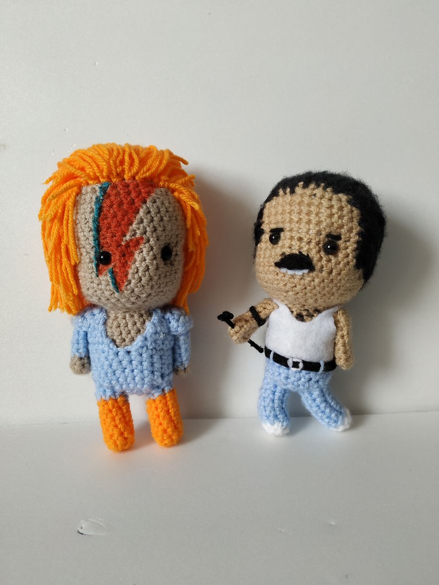 Crochet Freddie Mercury, David Bowie And Johnny Cash