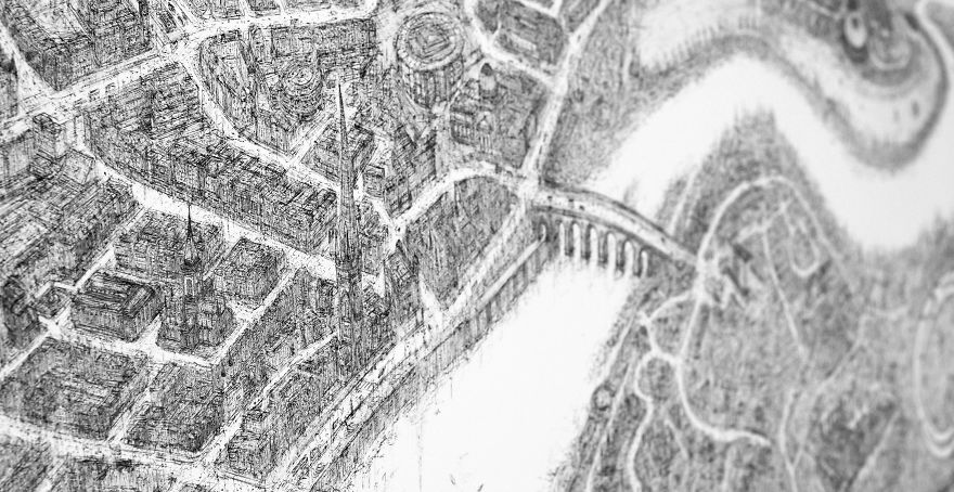 We Carefully Hand-Sketched The Entire City Of Perth, Scotland To The Smallest Detail