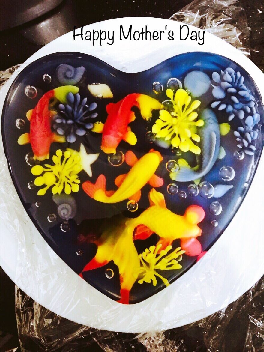 I Ventured Into 3 D Jelly Art After My Children Requested The Nicest Nut Free / Allergy Cake For Their Special Day.