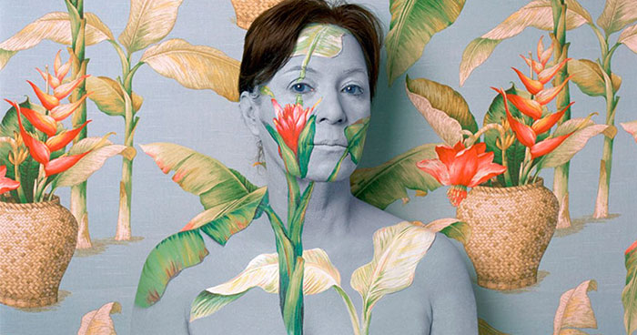 Artist Paints Her Body And Makes It Disappear Into Floral Backgrounds