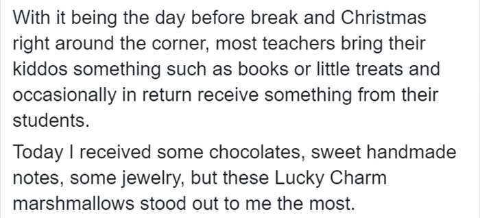 This Teacher Shared A Heartbreaking Story About A Child Who Collected Marshmallows From Cereal To Give Her As A Gift