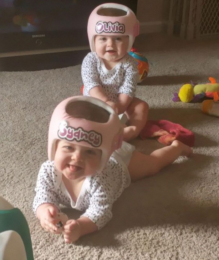 Our 9 Month Old Twins Are In Their 2nd Week Rocking Their Helmets!