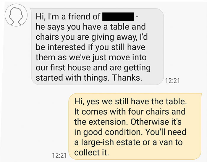 Guy Gets Accused Of Ruining Christmas After Not Delivering A Free Table To A Client 180 Miles Away