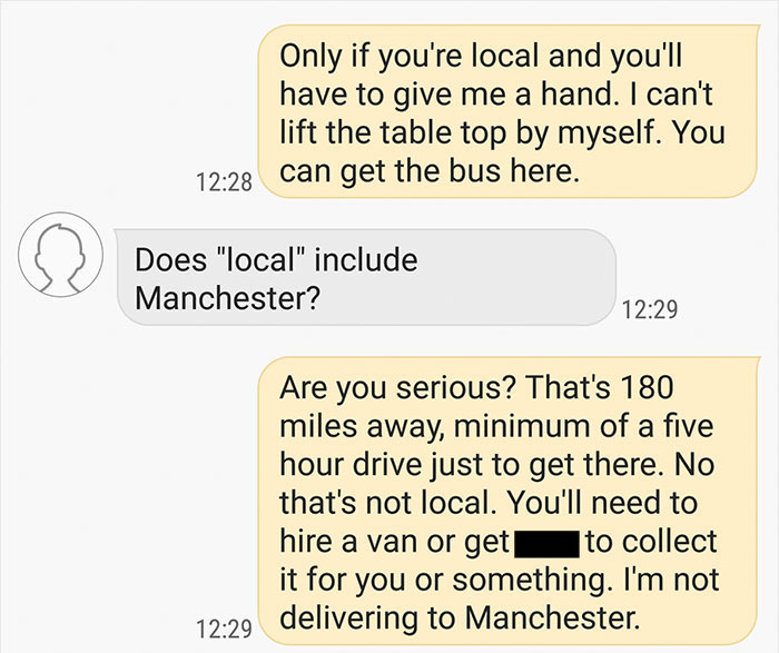 Guy Gets Accused Of Ruining Christmas After Not Delivering A Free Table To A Client 180 Miles Away