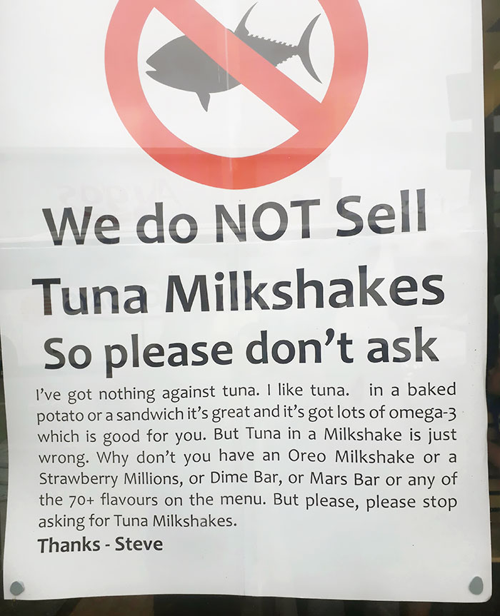 This Sign I Saw Outside A Milkshake Bar