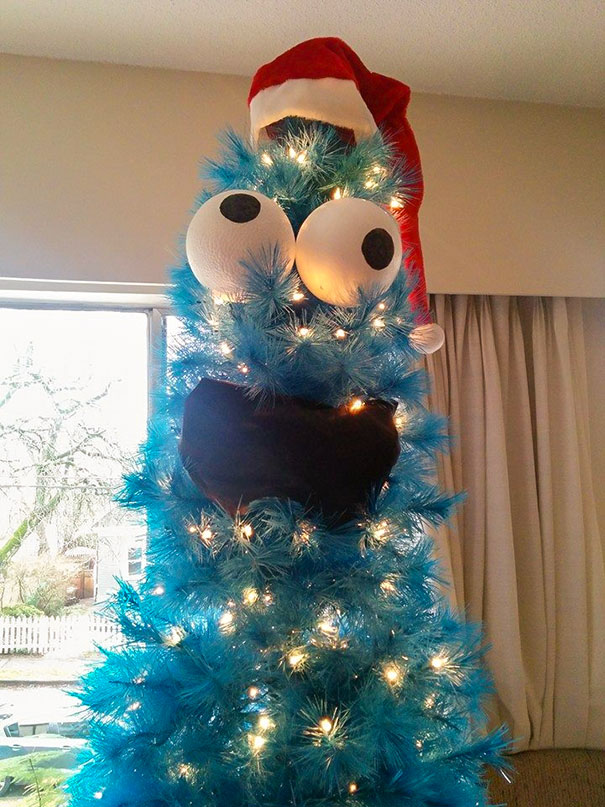 I Turned My New 7' Blue Christmas Tree Into Cookie Monster