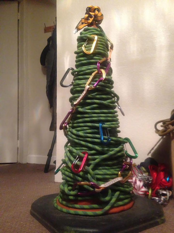 My Roommate Likes Climbing - This Is His Christmas Tree This Year