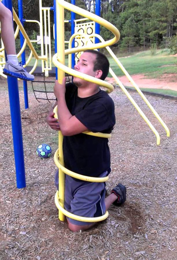 Man Trapped In Children's Playground