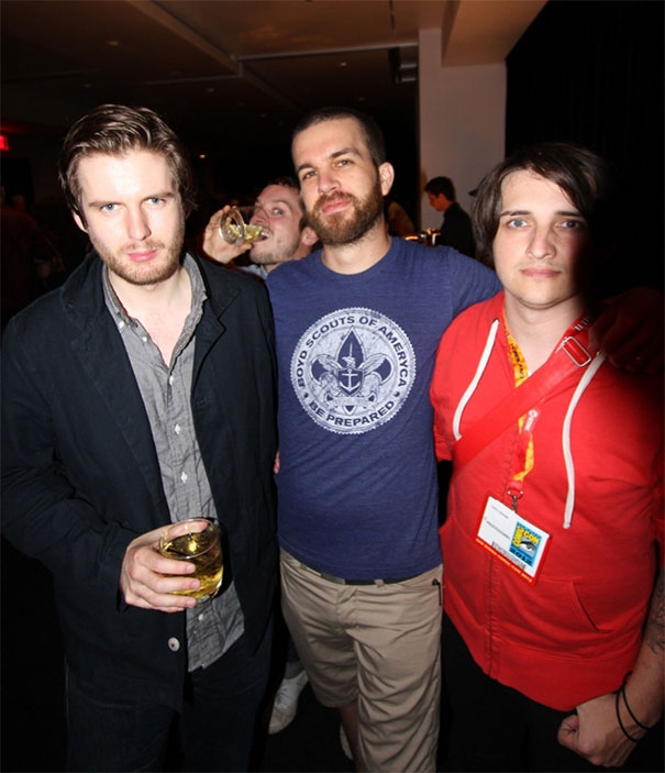 Olly Moss, Myself, Daniel Danger, With Special Guest Photobomber Elijah Wood