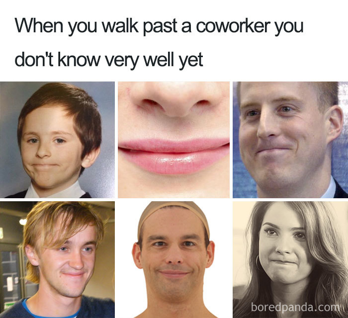 meme about walking past the coworker you don't know 