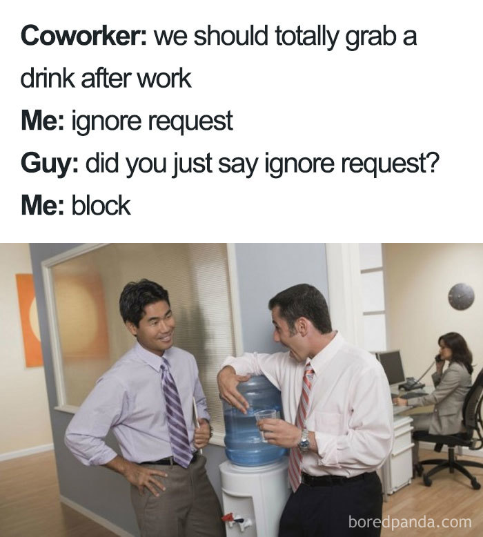 Meme about grabbing a drink after work 