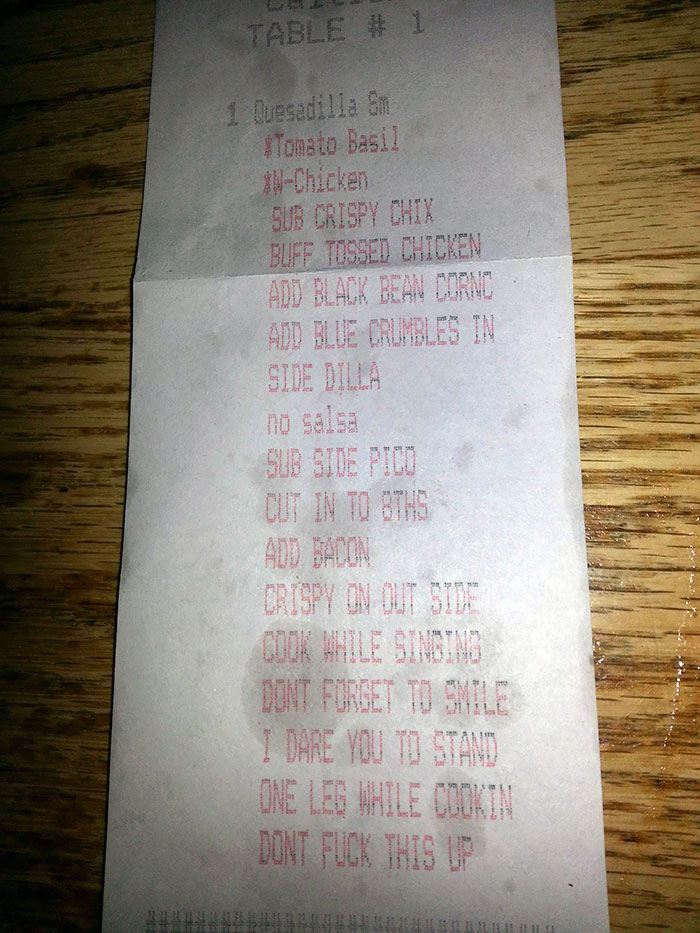 Receipt From My Favorite Waitress At My Favorite Bar Just Now