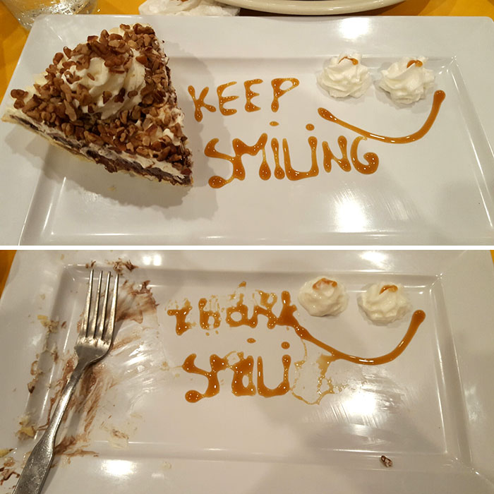 A Waiter Gave Me This When I Was Crying In Village Inn Restaurant. I Responded With The Bottom Image