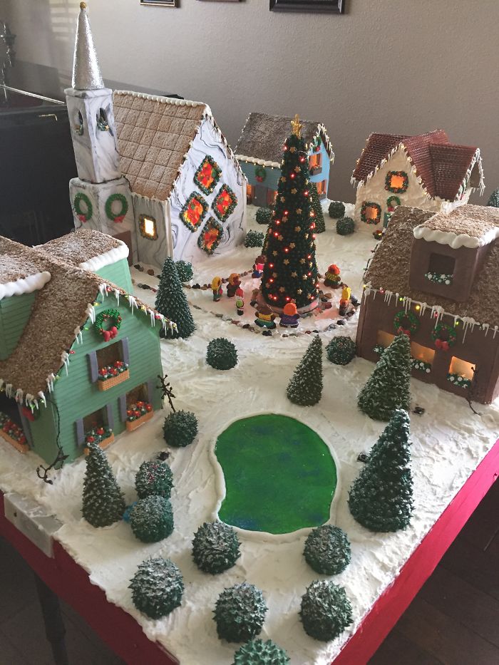 This Family Takes Gingerbread House Building To The Next Level, Destroys Them With An Axe Or Baseball Bat