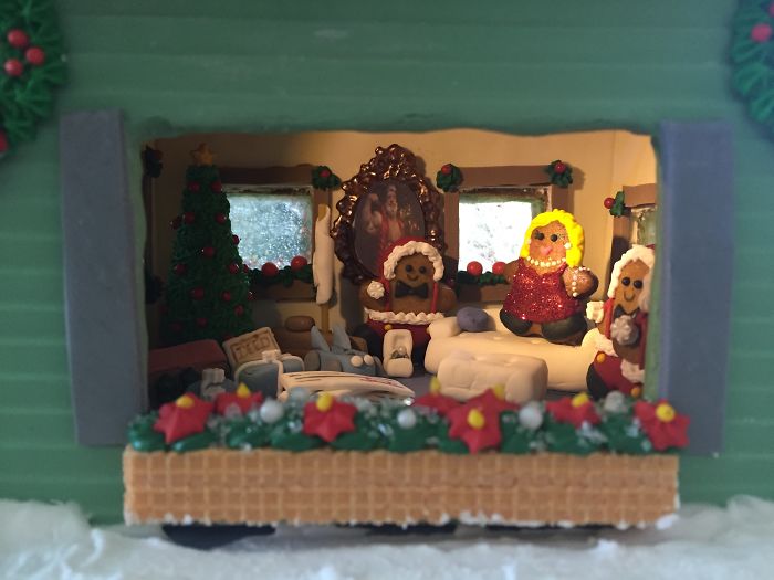 This Family Takes Gingerbread House Building To The Next Level, Destroys Them With An Axe Or Baseball Bat