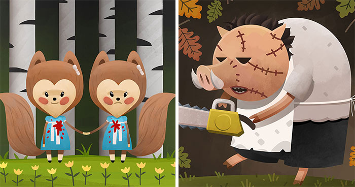 I Create Horror Movie Characters As Cute And Colorful Animals